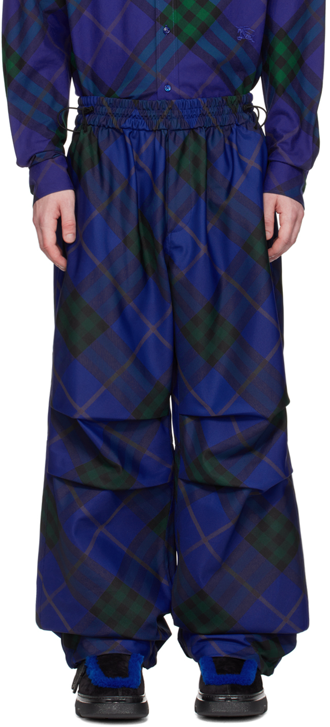 Burberry Blue Check Sweatpants In Knight Ip Check