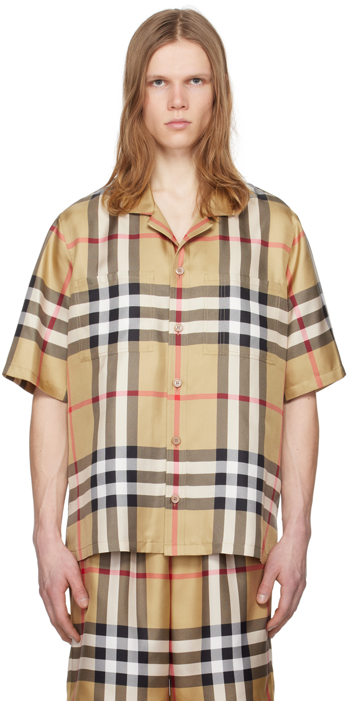 Burberry beige check sales shirt