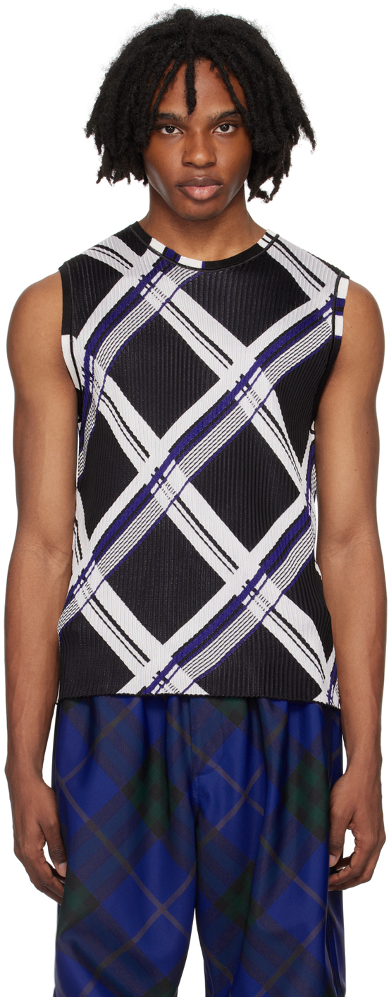 Burberry Black Check Tank Top In Black Ip Chk