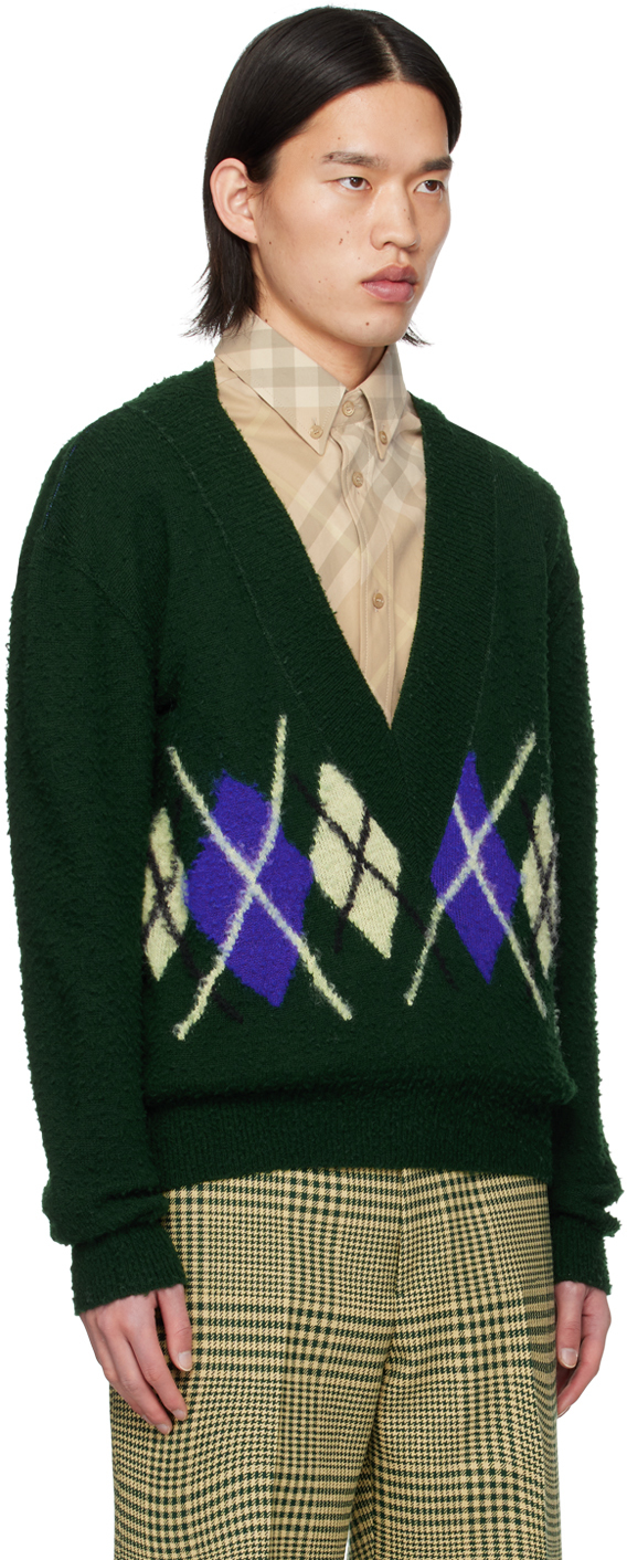 Burberry Argyle-knit Wool Jumper In Ivy
