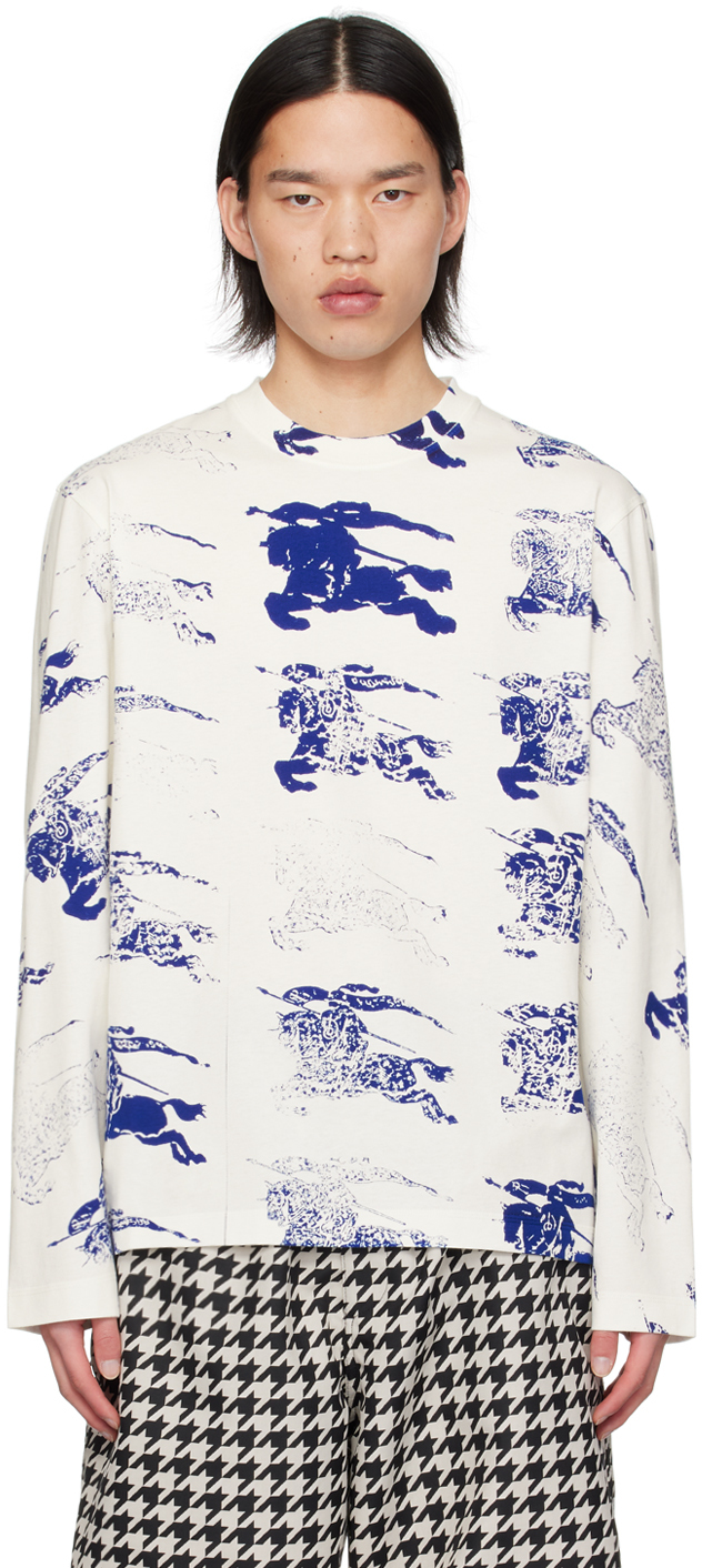 【関税込み】Burberry ホワイト EKD 長袖Tシャツ Burberryのホワイト EKD 長袖Tシャツがセール中