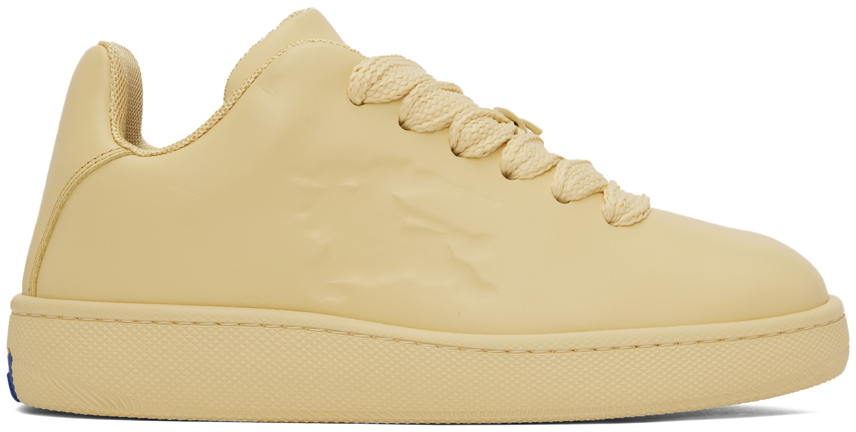 Burberry Yellow Leather Box Sneakers In Glow