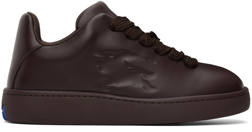 BURBERRY|SNEAKERS (Leather Box Sneakers (8083385)) Brown Leather Box Sneakers by Burberry on Sale
