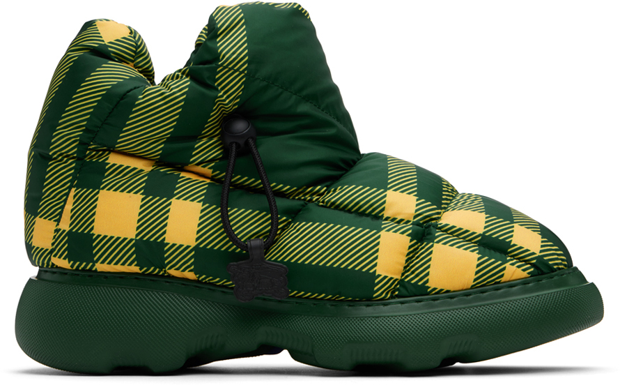 Green & Yellow Check Pillow Boots by Burberry on Sale