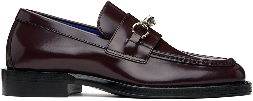 Burberry Purple Leather Barbed Loafers In Poison