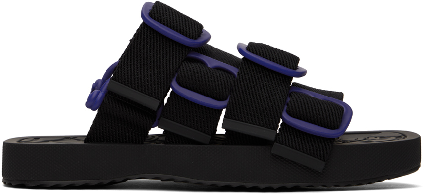 Shop Burberry Black Nylon Strap Sandals