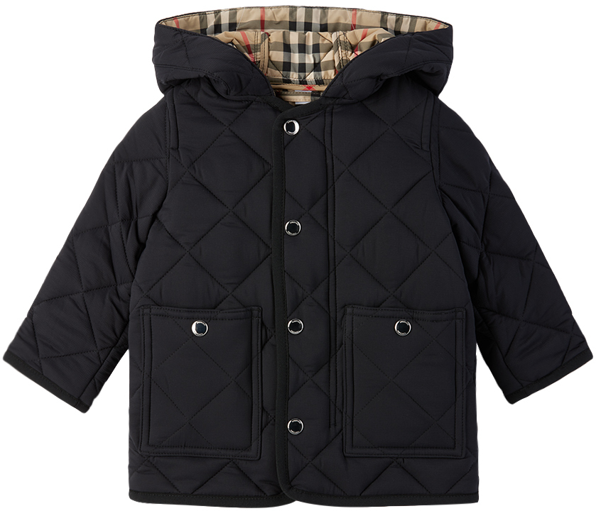Shop Burberry Baby Black Diamond Quilted Coat