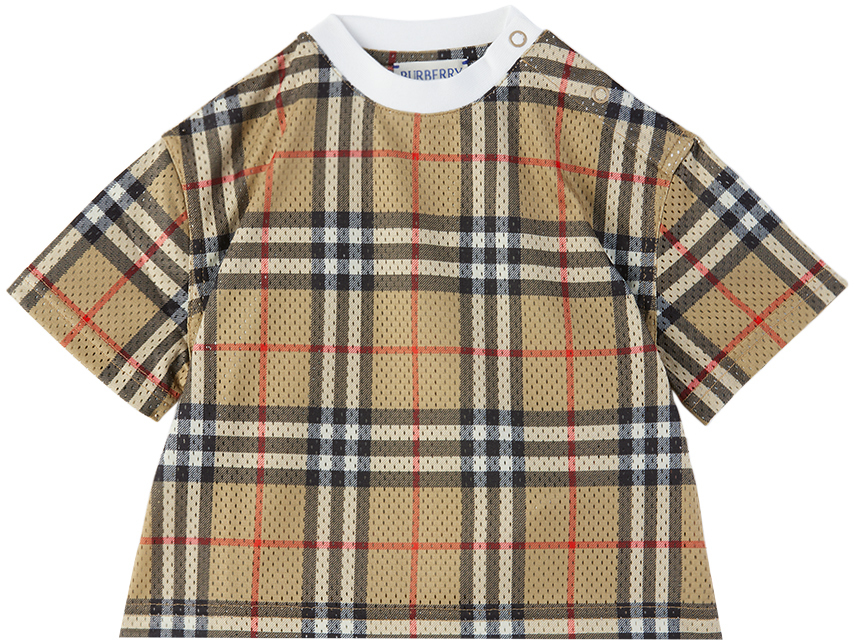Shop Burberry Baby Beige Check T-shirt In Archive Beige Ip Chk