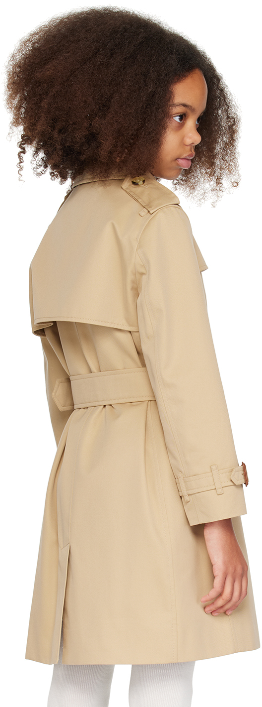 Burberry Kids Beige Belted Trench Coat In Honey