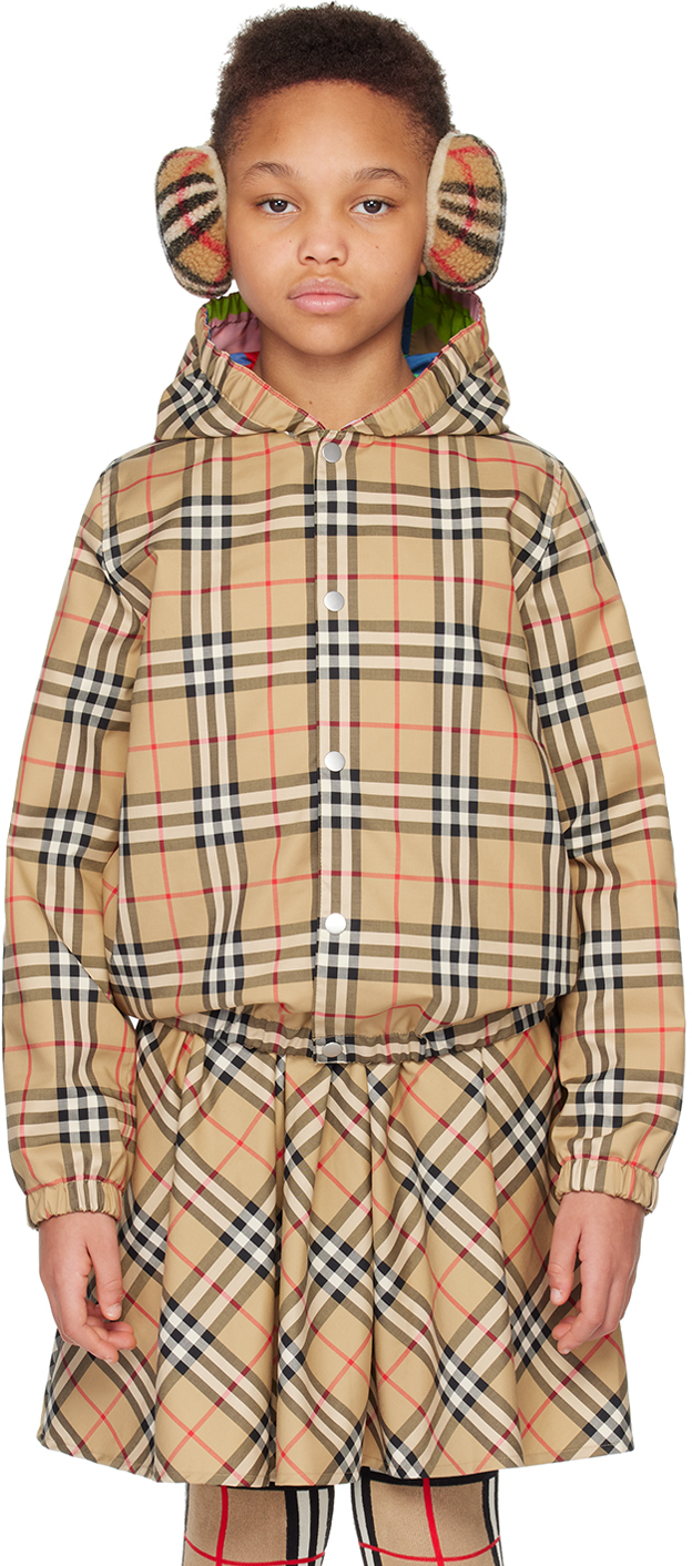 Kids Beige Reversible Jacket by Burberry on Sale