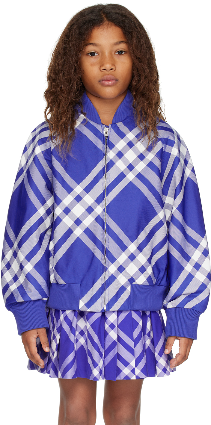 Burberry Kids Blue Check Jacket In Knight Ip Check