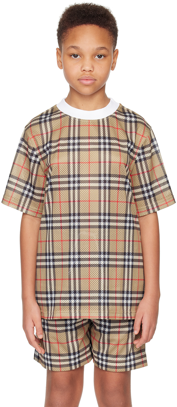 Burberry Kids Beige Check T-shirt In Archive Beige Ip Chk