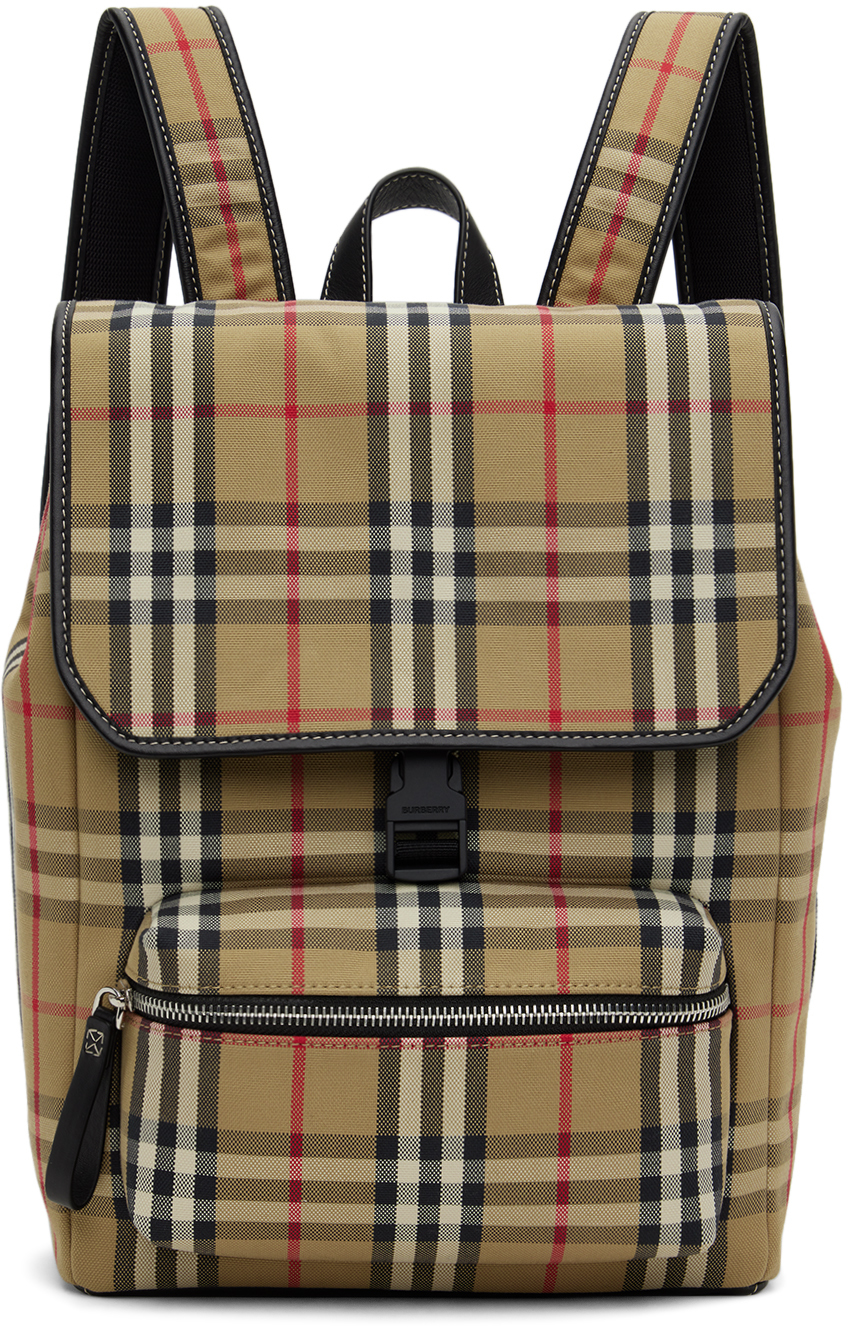 Kids Beige Check Backpack by Burberry | SSENSE