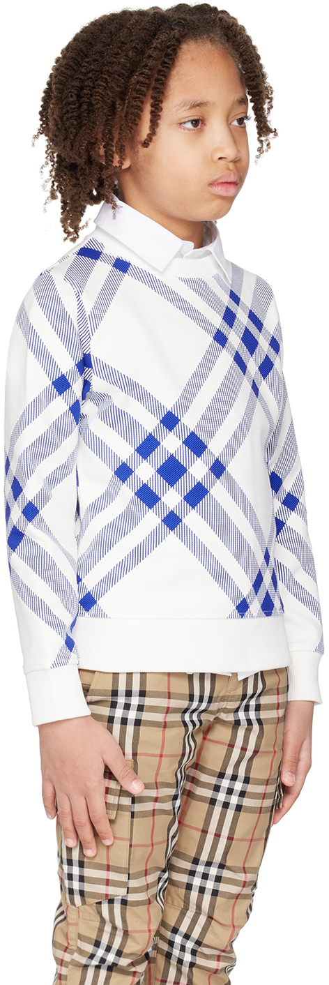 Burberry Kids Blue & White Check Sweatshirt In Knight / Salt Ip Chk