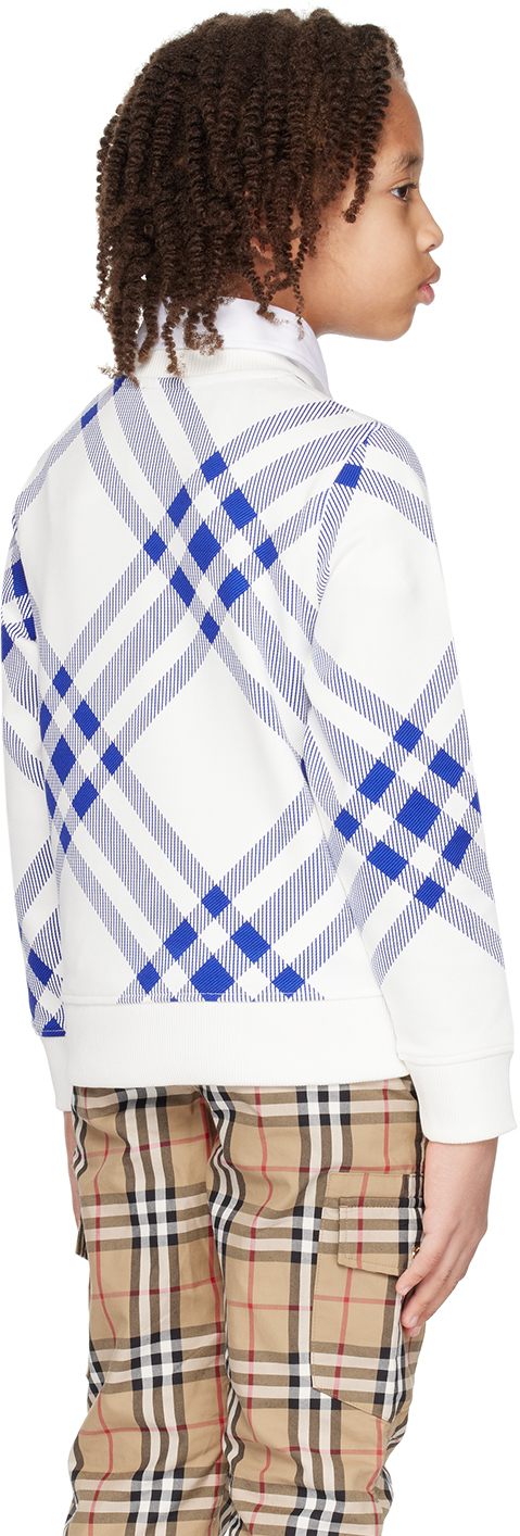 Burberry Kids Blue & White Check Sweatshirt In Knight / Salt Ip Chk