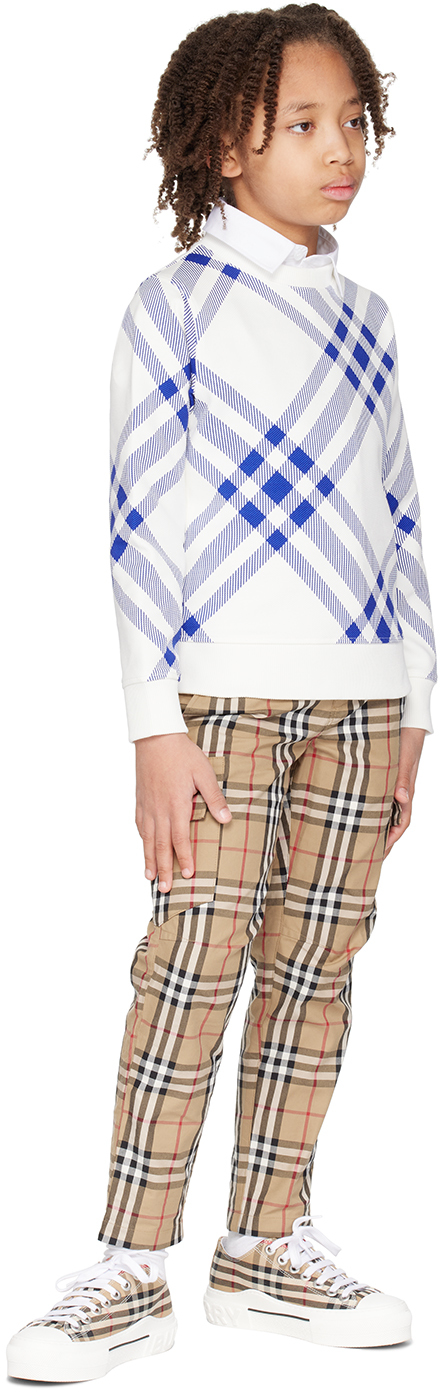 Burberry Kids Blue & White Check Sweatshirt In Knight / Salt Ip Chk