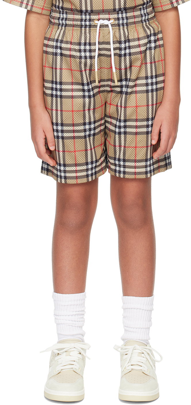 Burberry Kids Beige Check Shorts In Archive Beige Ip Chk