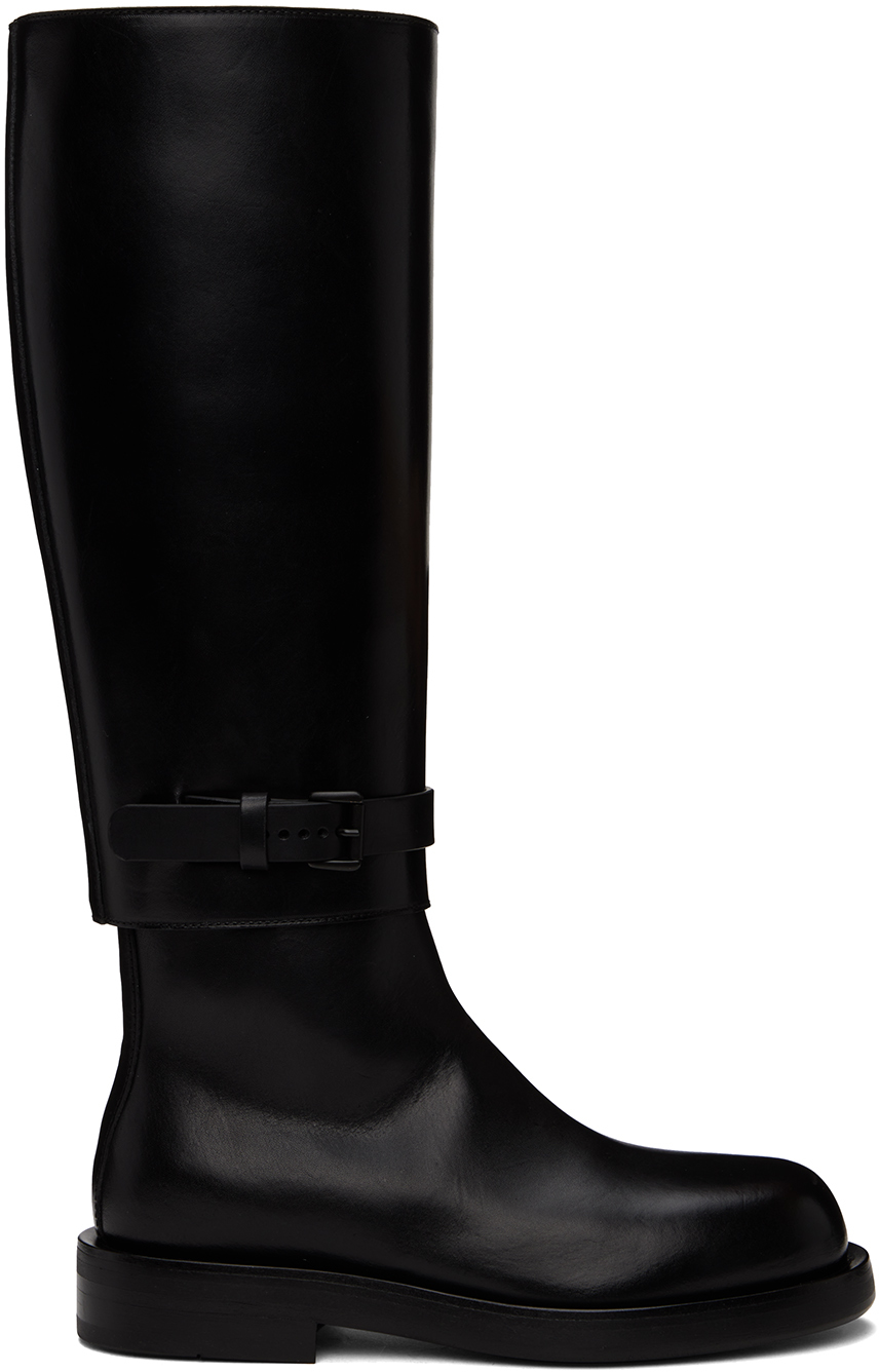 Shop Ann Demeulemeester Black Ted Riding Boots In 099 Black