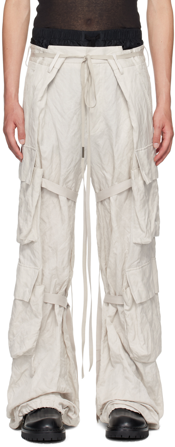 Shop Ann Demeulemeester Off-white Florimond Cargo Pants In Ice