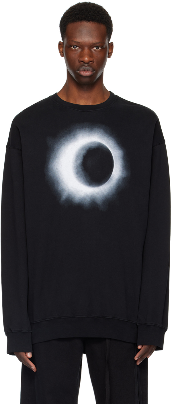 Ann Demeulemeester Black Wannes Eclipse Sweatshirt In Black + White Print