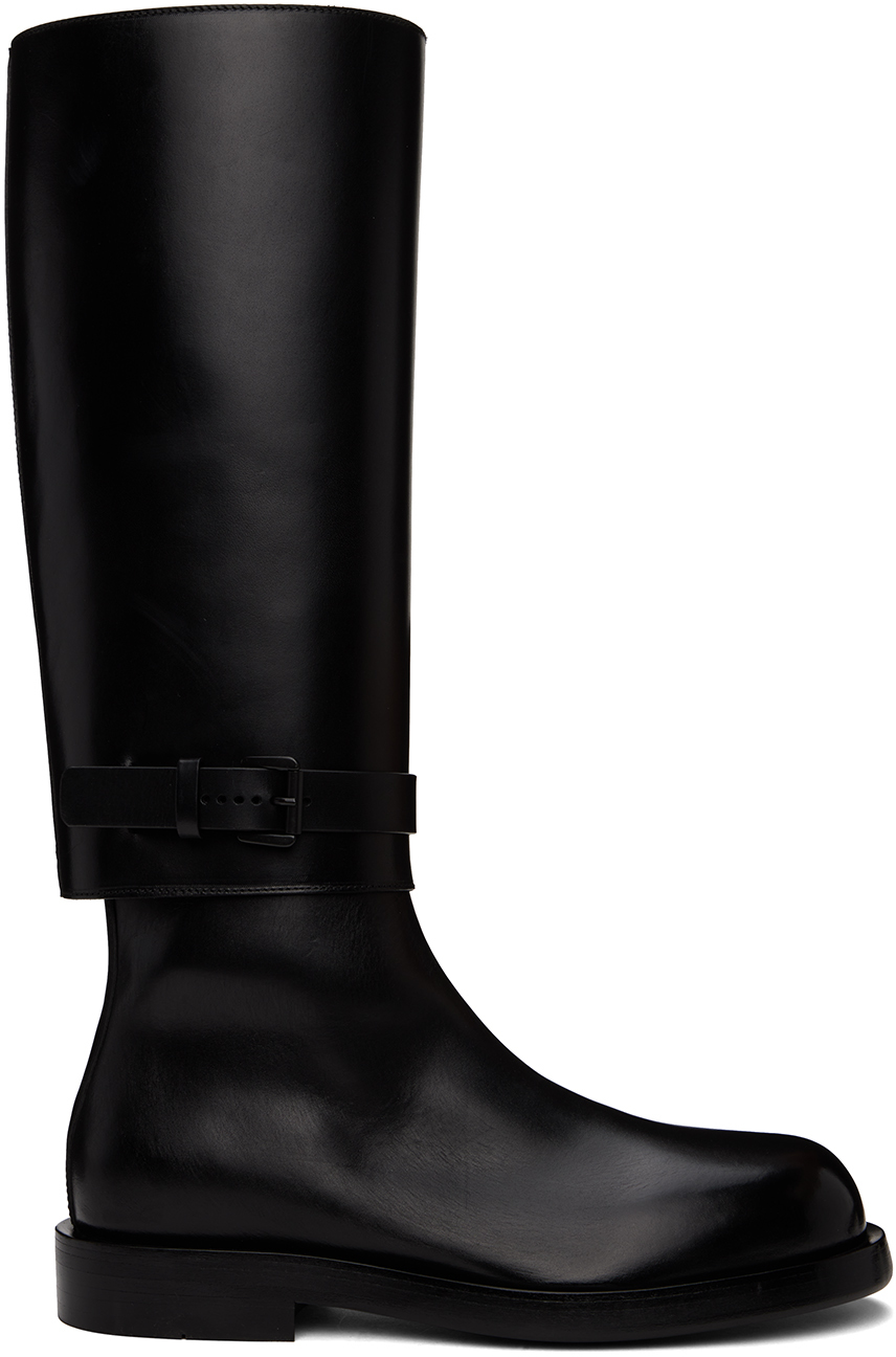 Shop Ann Demeulemeester Black Ted Riding Boots