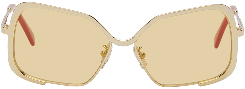 Marni Gold Retrosuperfuture Edition Unila Valley Sunglasses In Gold Mustard