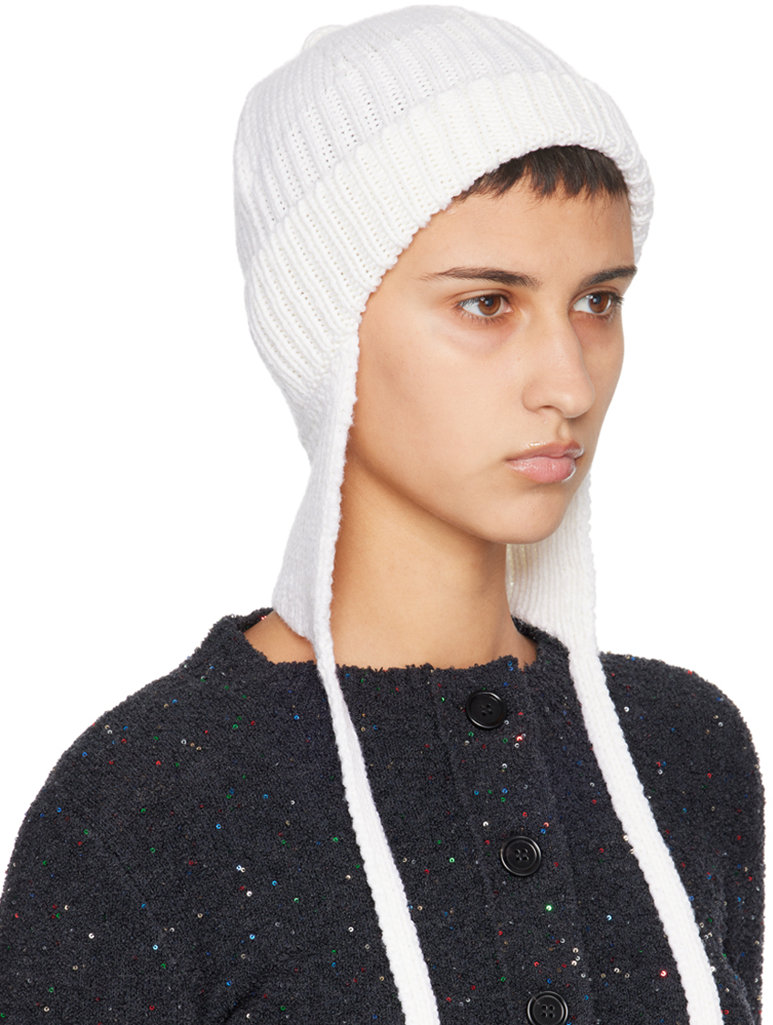 Marni White Virgin Wool Beanie In 00w02 Natural White