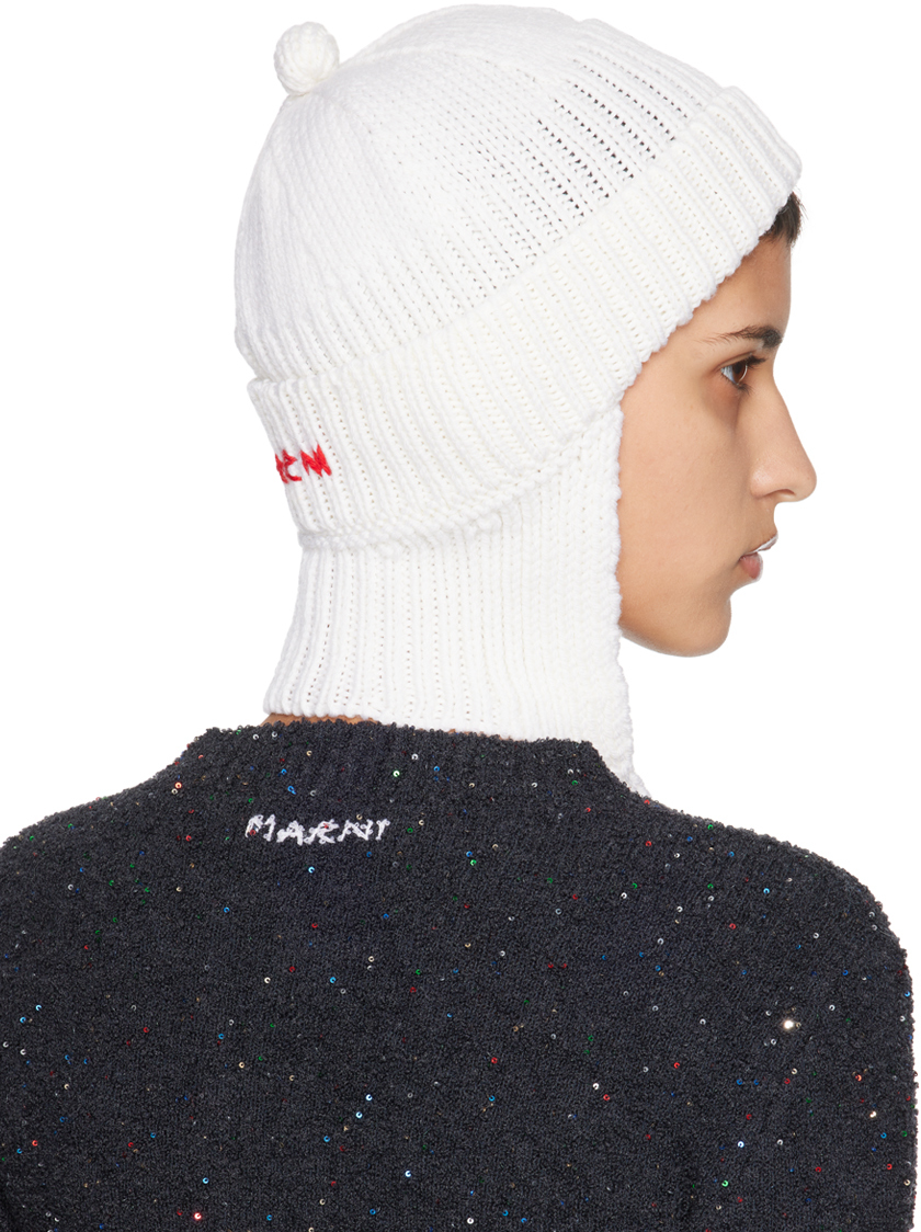 Marni White Virgin Wool Beanie In 00w02 Natural White