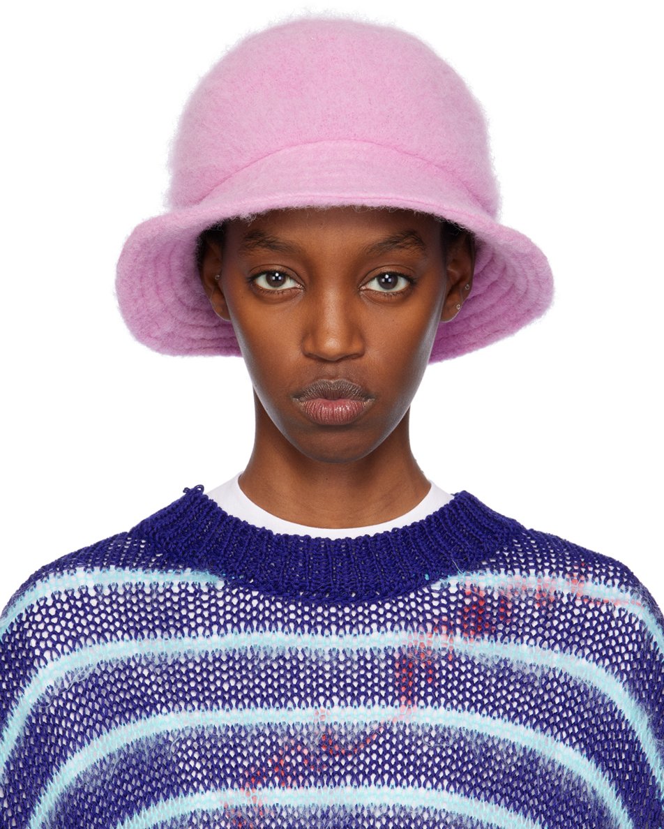 Marni: SSENSE Exclusive Pink Furry Bucket Hat
