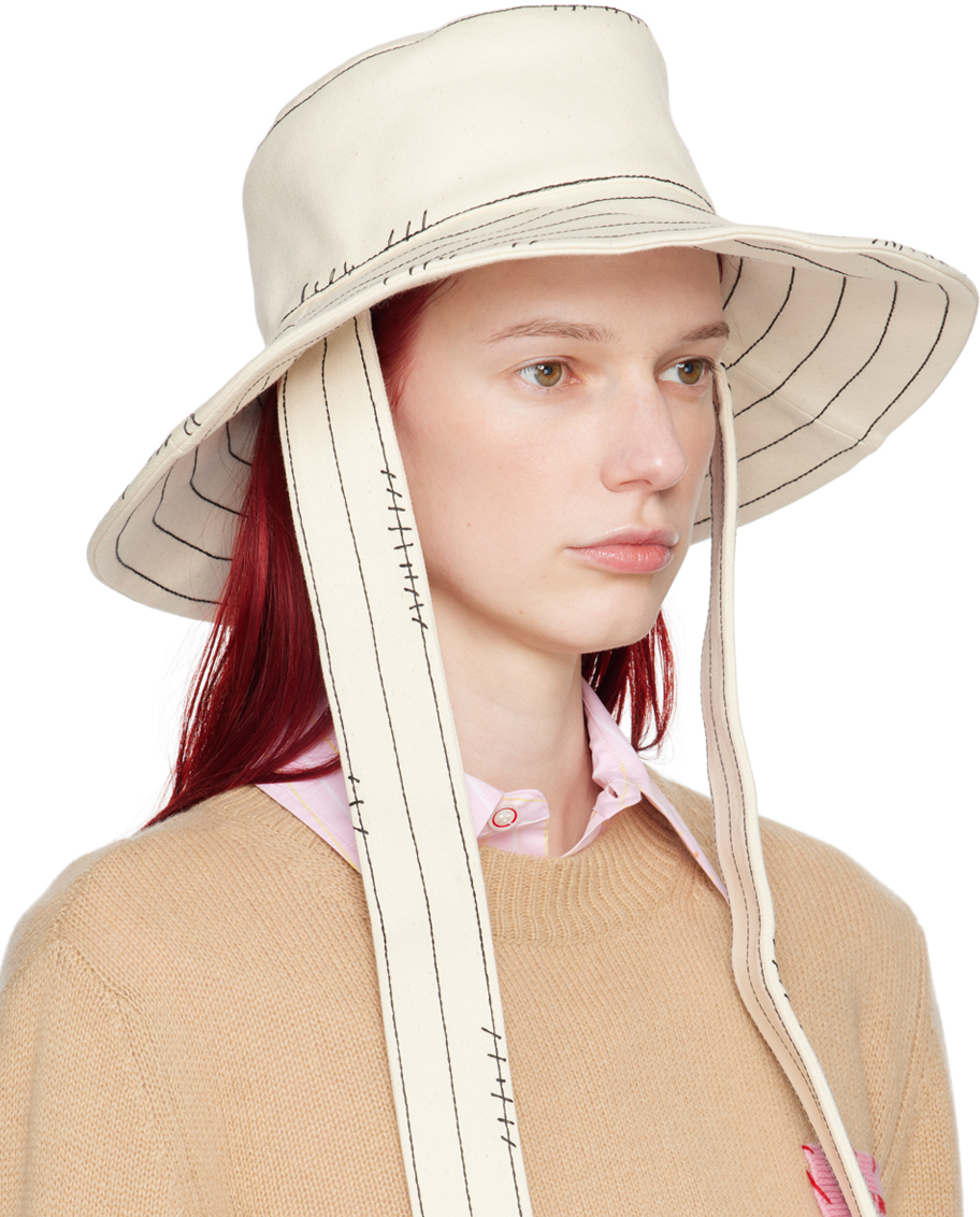 MARNI OFF-WHITE BIO DENIM BUCKET HAT