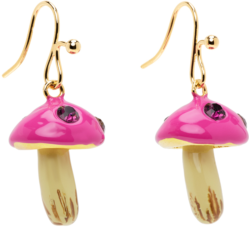 Marni Ssense Exclusive Pink Mushroom Earrings In Y9059 Fuxia