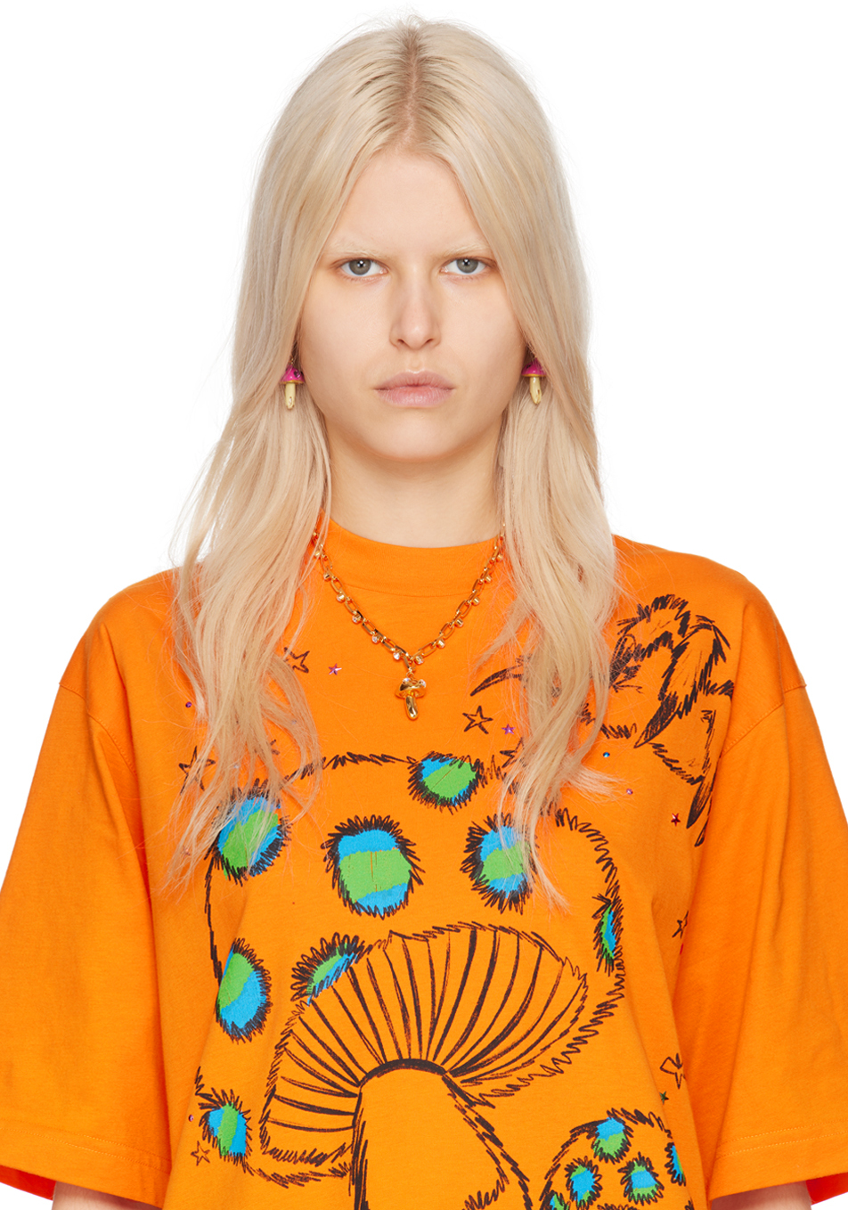 Marni Ssense Exclusive Pink Mushroom Earrings In Y9059 Fuxia