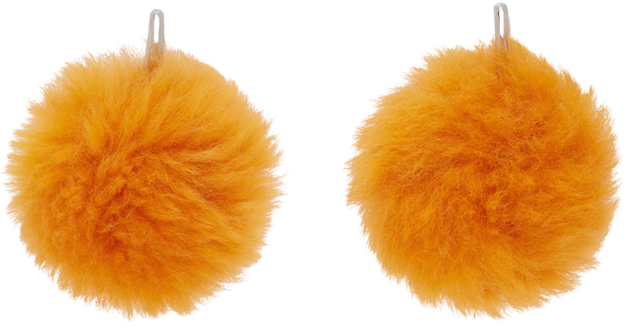 Orange pom pom on sale earrings