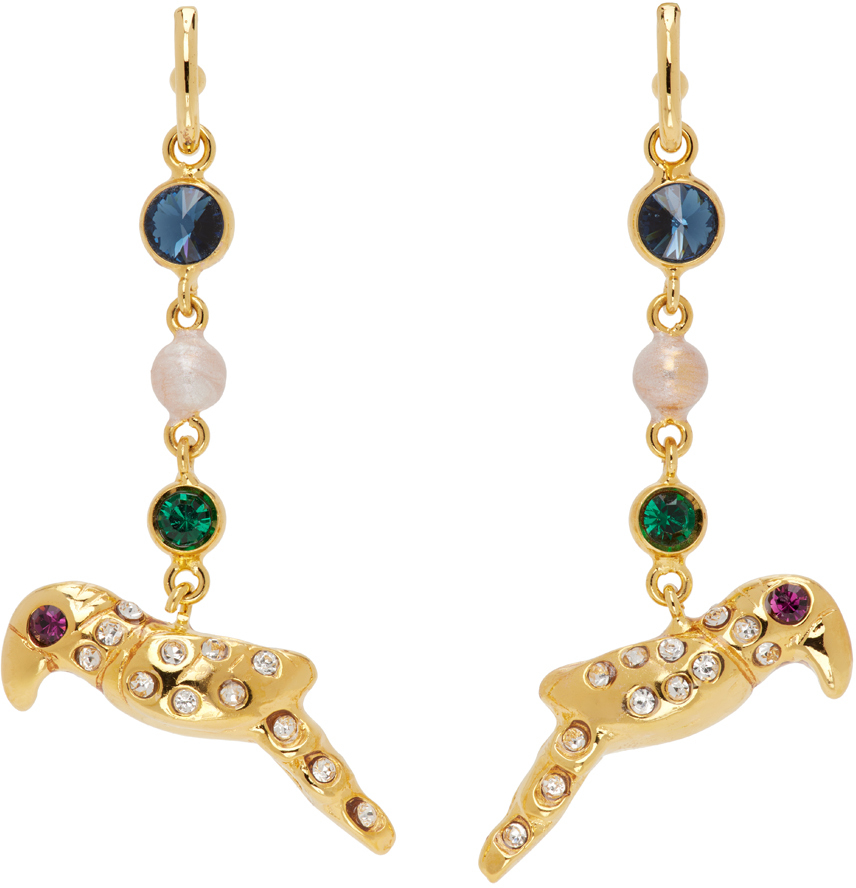 Marni Gold Charm Earrings In 00v60 Emerald