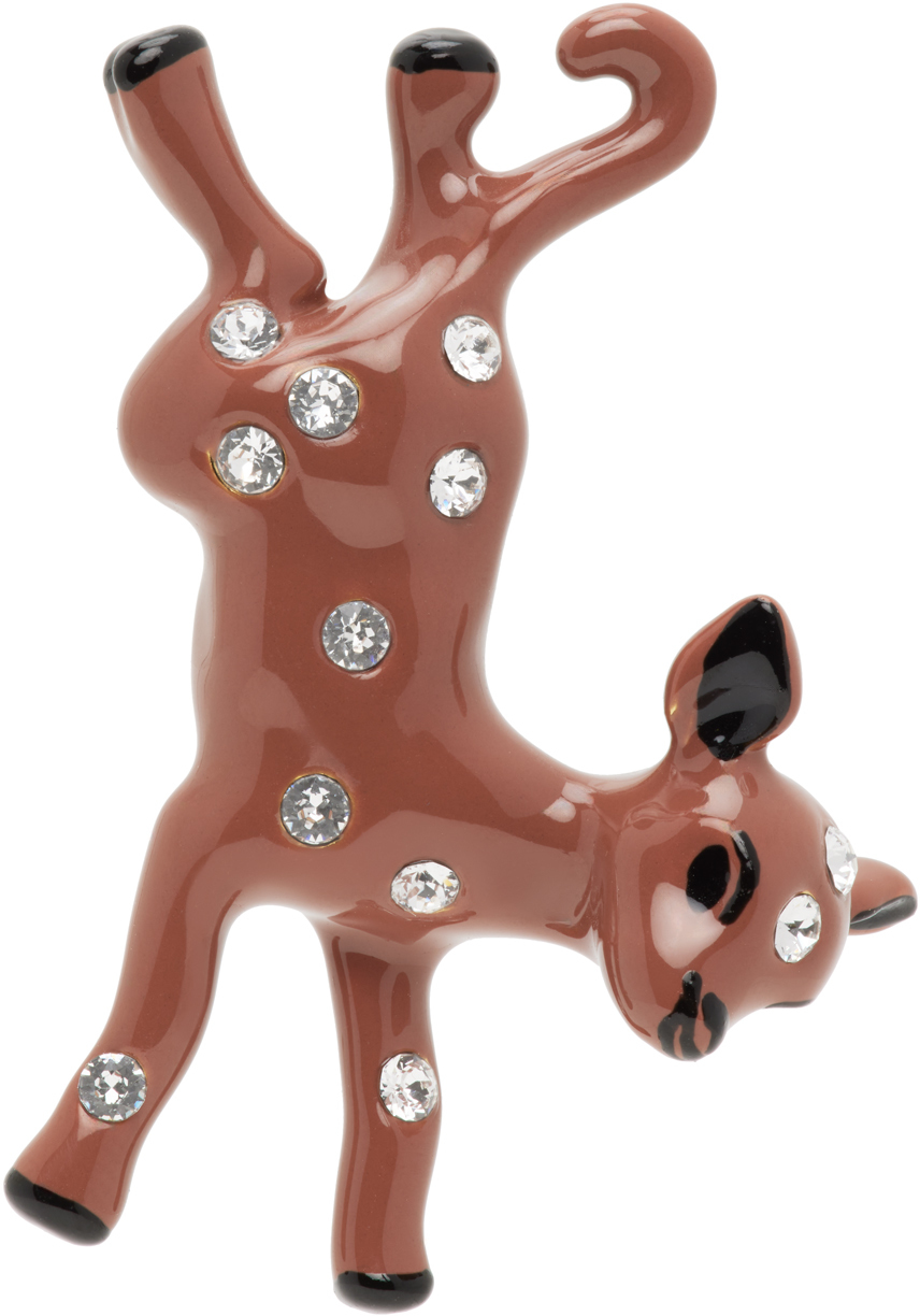 Marni Brown Deer Charm Earrings In 00m20 Earth Of Siena