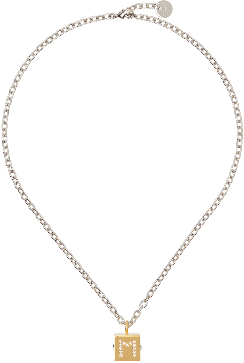 Marni Silver & Gold Dice Necklace In 00y65 Gold