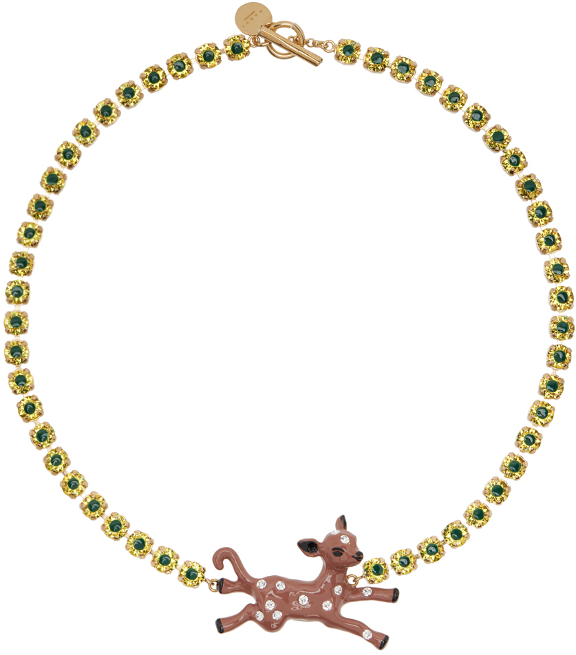 Gold Deer Charm Necklace