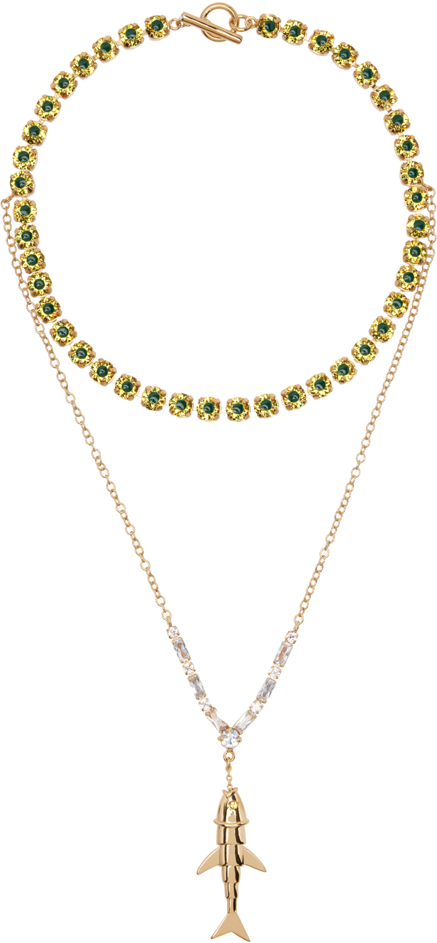Marni Gold Charm Necklace In Y9053 Gold/glass/sun