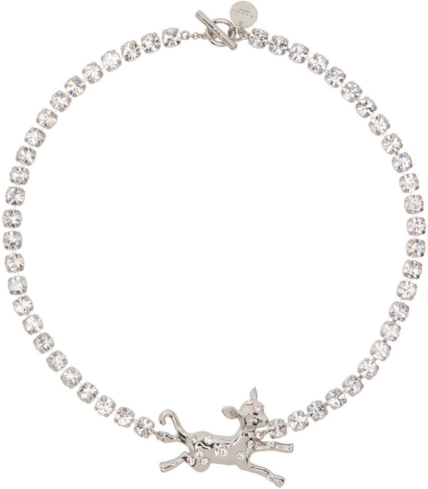 Marni Silver Deer Charm Necklace In 00n29 Palladium