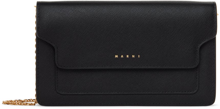 Marni Black Saffiano Shoulder Bag In Z360n Black