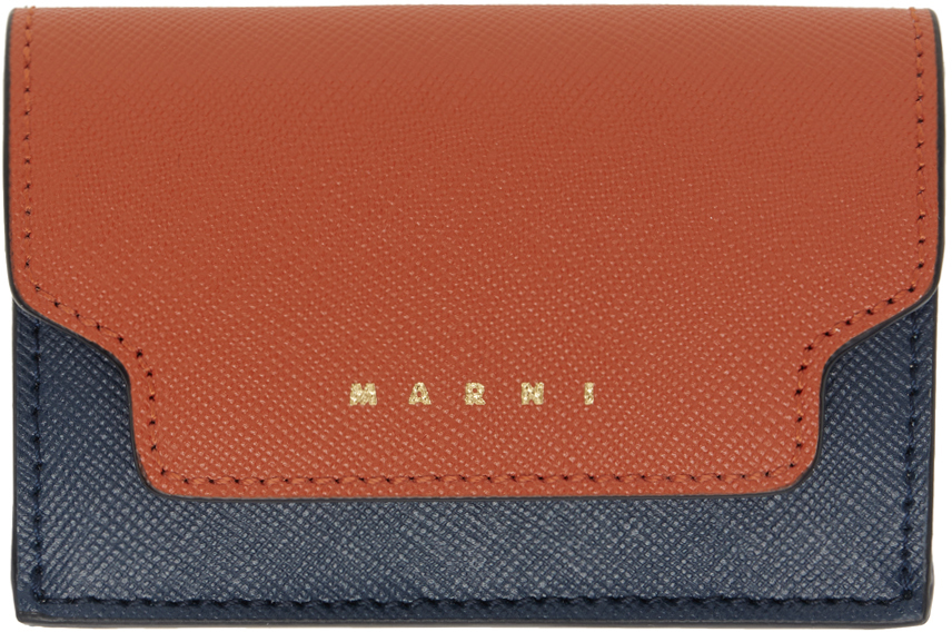Marni Multicolor Saffiano Leather Trifold Wallet In Z686n Brick/talc