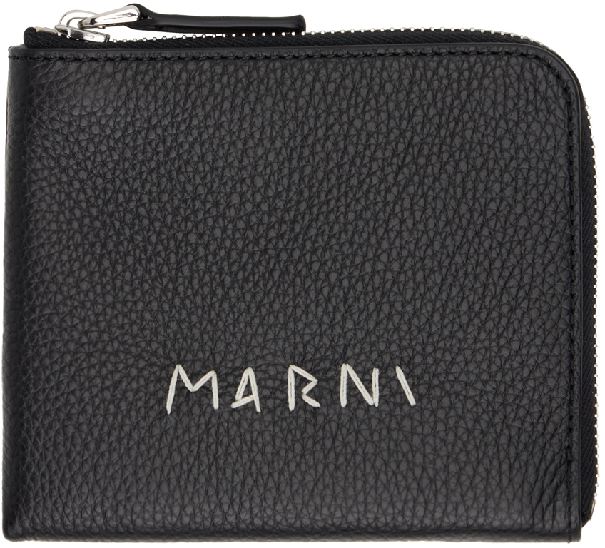 Shop Marni Black Zip Around Wallet In 00n99 Black