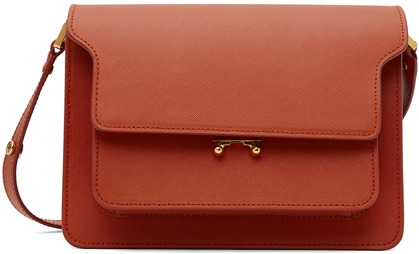 Red Saffiano Leather Medium Trunk Bag