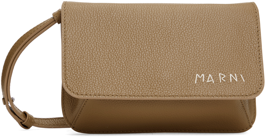 Marni Beige Hand-stitched Bag In Brown
