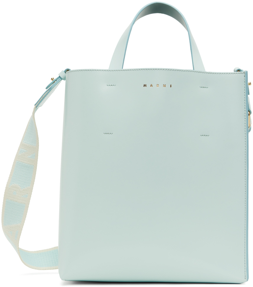 Marni Blue Museo Small Tote In 00b18 Mineral Ice
