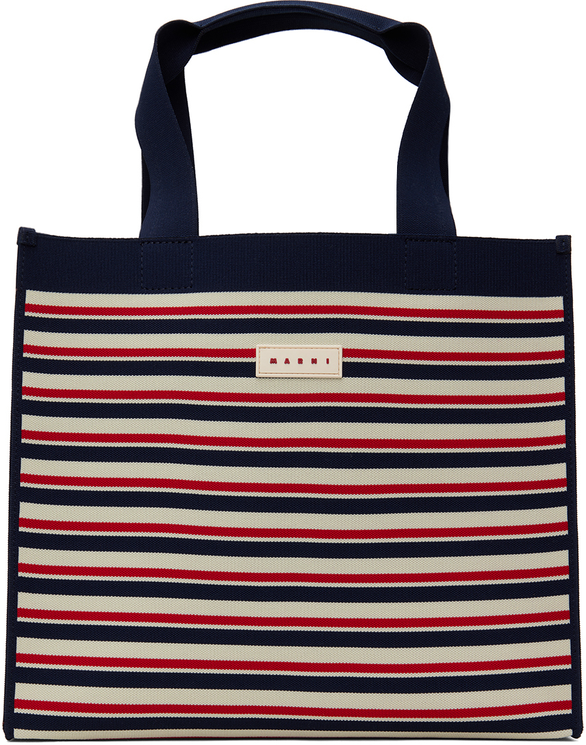 Navy & Red Medium Shopping Tote