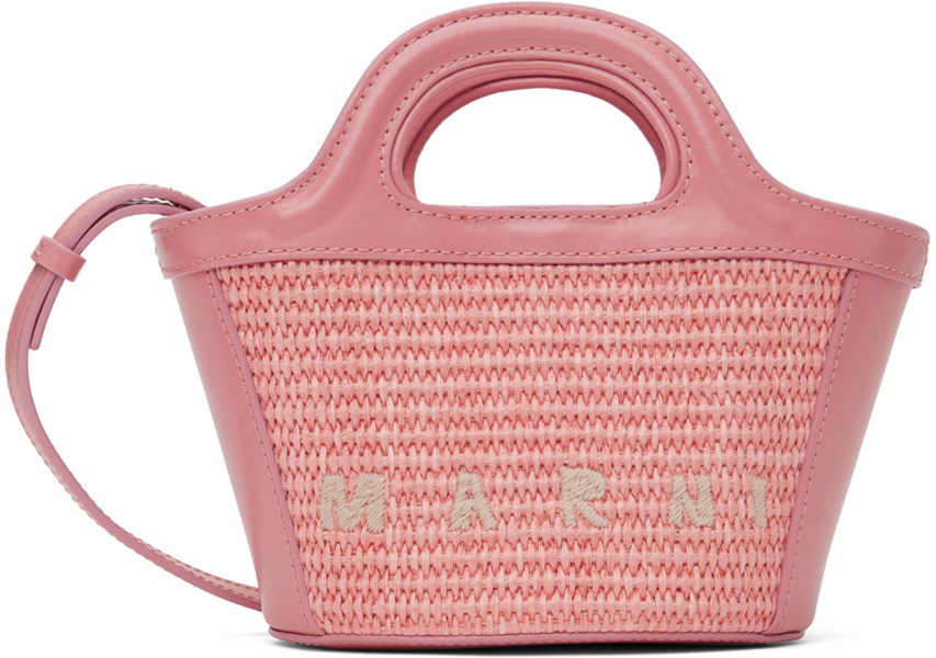 Marni Women Dark Pink Leather Small Tropicalia Handbag main image 0