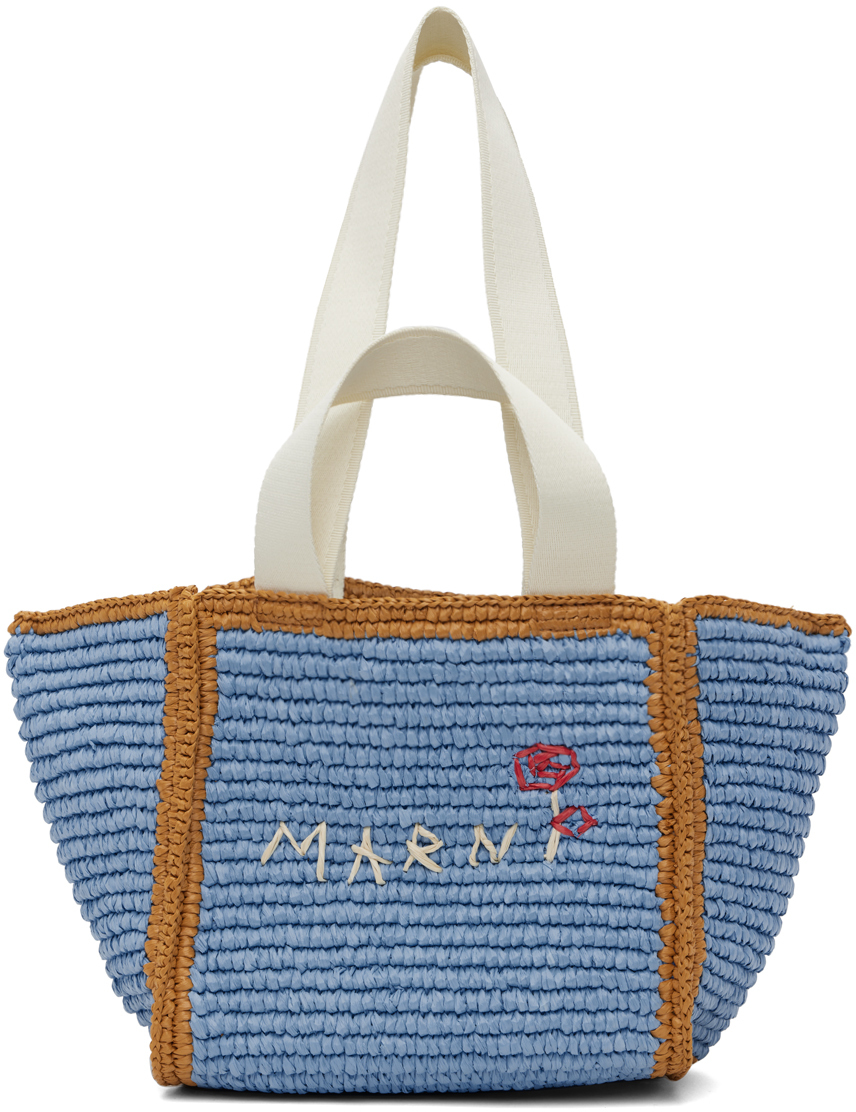 Marni ブルー スモール Sillo マクラメ トートバッグ Marniのブルー スモール Sillo マクラメ トートバッグがセール中