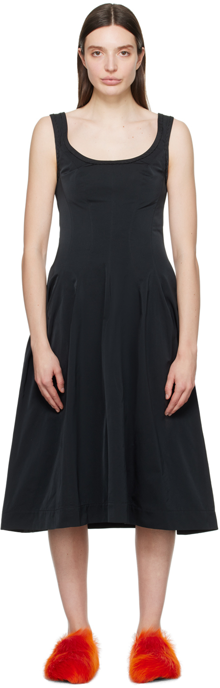 Black Scoop Neck Midi Dress
