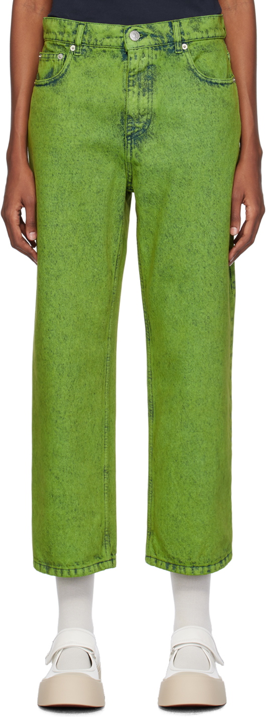 Marni Green Five-pocket Jeans In Mbv40 Kiwi